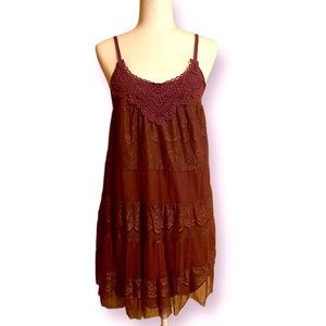 Xhilaration Lacy Maroon Colored Dress